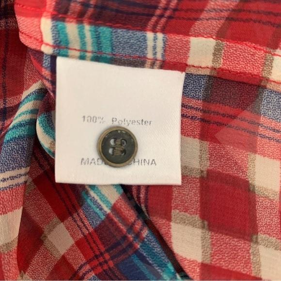 Shades of Grey Micah Cohen Women's Semi Sheer Plaid Shirt Small - Picture 5 of 7